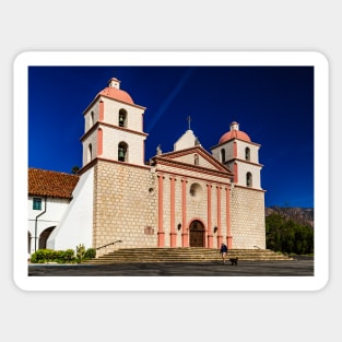 Man and Dog at Mission Santa Barbara Sticker